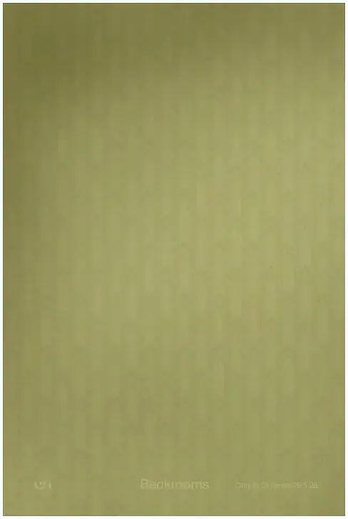 Unsettling abandoned office with mustard wallpaper and buzzing lights.