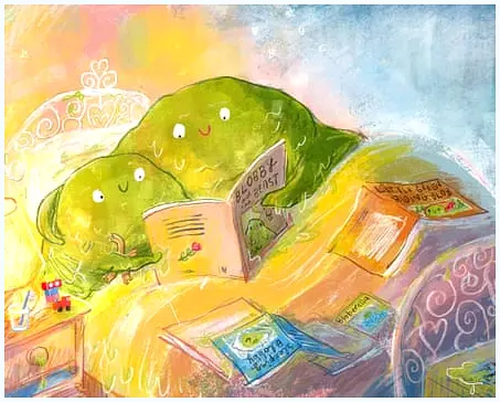 Young child engrossed in a vibrant picture book with expressive illustrations